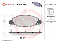 Sada brzdových destiček BREMBO P61072 - CITROËN
