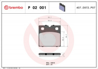 Sada brzdových destiček BREMBO P02001