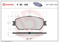 Sada brzdových destiček BREMBO P83105 - TOYOTA Sada brzdových destiček BREMBO P83105 - TOYOTA