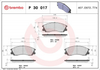 Sada brzdových destiček BREMBO P30017 - HYUNDAI