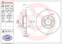 Brzdový kotouč BREMBO 08.5747.14 - AUDI