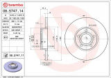 Brzdový kotouč BREMBO 08.5747.14 - AUDI