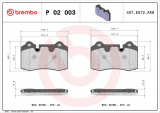 Sada brzdových destiček BREMBO P02003 - ASTON MARTIN