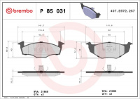 Sada brzdových destiček BREMBO P85031 - SEAT, VW