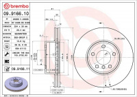 Brzdový kotouč BREMBO 09.9166.11 Brzdový kotouč BREMBO 09.9166.11