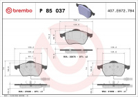 Sada brzdových destiček BREMBO P85037 - AUDI, VW