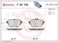 Sada brzdových destiček BREMBO P50136 Sada brzdových destiček BREMBO P50136