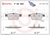 Sada brzdových destiček BREMBO P05003