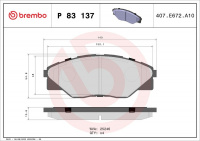 Sada brzdových destiček BREMBO P83137 - TOYOTA Sada brzdových destiček BREMBO P83137 - TOYOTA