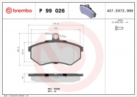 Sada brzdových destiček BREMBO P99026 Sada brzdových destiček BREMBO P99026