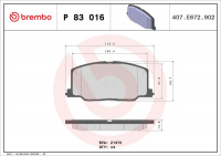 Sada brzdových destiček BREMBO P83016 - LEXUS, TOYOTA