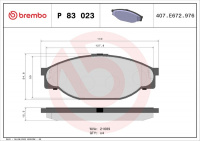 Sada brzdových destiček BREMBO P83023 - TOYOTA Sada brzdových destiček BREMBO P83023 - TOYOTA