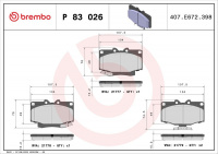 Sada brzdových destiček BREMBO P83026 - TOYOTA Sada brzdových destiček BREMBO P83026 - TOYOTA