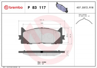 Sada brzdových destiček BREMBO P83117 - LEXUS, TOYOTA