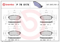 Sada brzdových destiček BREMBO P78017X - SUBARU