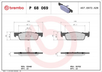 Sada brzdových destiček BREMBO P68069 - DACIA, RENAULT