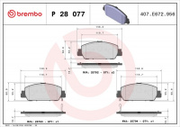 Sada brzdových destiček BREMBO P28077 Sada brzdových destiček BREMBO P28077