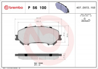 Sada brzdových destiček BREMBO P56100 Sada brzdových destiček BREMBO P56100