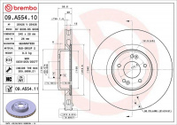 Brzdový kotouč BREMBO 09.A554.10 - HYUNDAI Brzdový kotouč BREMBO 09.A554.10 - HYUNDAI