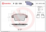 Sada brzdových destiček BREMBO P23104