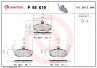 Sada brzdových destiček BREMBO P68019 - RENAULT Sada brzdových destiček BREMBO P68019 - RENAULT