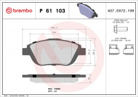 Sada brzdových destiček BREMBO P61103 Sada brzdových destiček BREMBO P61103