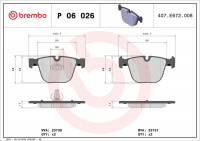 Sada brzdových destiček BREMBO P06026 - BMW Sada brzdových destiček BREMBO P06026 - BMW