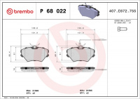 Sada brzdových destiček BREMBO P68022 - RENAULT Sada brzdových destiček BREMBO P68022 - RENAULT