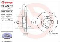 Brzdový kotouč BREMBO 09.6742.10 - TOYOTA