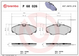 Sada brzdových destiček BREMBO P68026 - RENAULT