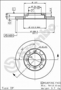 Brzdový kotouč BREMBO 08.5356.10 - MAZDA