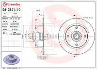 Brzdový kotouč BREMBO 08.2691.10 - VW