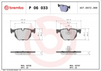 Sada brzdových destiček BREMBO P06033 - BMW Sada brzdových destiček BREMBO P06033 - BMW