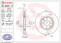 Brzdový kotouč BREMBO 09.6925.14 - CITROËN Brzdový kotouč BREMBO 09.6925.14 - CITROËN