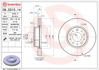 Brzdový kotouč BREMBO 09.5315.14 - VOLVO