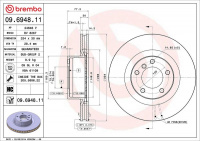 Brzdový kotouč BREMBO 09.6948.11 - BMW Brzdový kotouč BREMBO 09.6948.11 - BMW