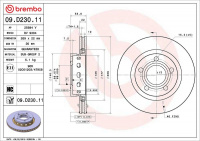 Brzdový kotouč BREMBO 09.D230.11 - AUDI, VW Brzdový kotouč BREMBO 09.D230.11 - AUDI, VW