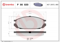 Sada brzdových destiček BREMBO P56020 - NISSAN Sada brzdových destiček BREMBO P56020 - NISSAN