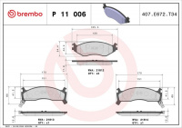Sada brzdových destiček BREMBO P11006 - CHRYSLER