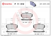Sada brzdových destiček BREMBO P11012 - CHRYSLER Sada brzdových destiček BREMBO P11012 - CHRYSLER