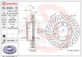 Brzdový kotouč BREMBO 09.8420.10 - PORSCHE