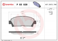 Sada brzdových destiček BREMBO P83028 - TOYOTA