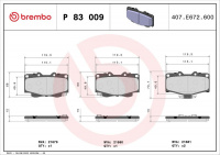 Sada brzdových destiček BREMBO P83009 - TOYOTA