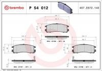 Sada brzdových destiček BREMBO P54012 - CHRYSLER, MITSUBISHI