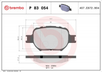 Sada brzdových destiček BREMBO P83054 - TOYOTA Sada brzdových destiček BREMBO P83054 - TOYOTA
