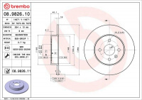 Brzdový kotouč BREMBO 08.9826.11 Brzdový kotouč BREMBO 08.9826.11