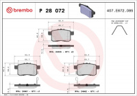 Sada brzdových destiček BREMBO P28072 Sada brzdových destiček BREMBO P28072