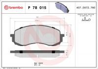 Sada brzdových destiček BREMBO P78015 - SUBARU Sada brzdových destiček BREMBO P78015 - SUBARU