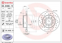 Brzdový kotouč BREMBO 08.9488.1X Brzdový kotouč BREMBO 08.9488.1X