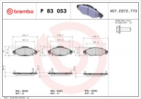 Sada brzdových destiček BREMBO P83053 - TOYOTA Sada brzdových destiček BREMBO P83053 - TOYOTA